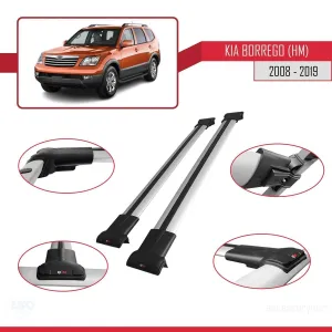 Kia Borrego (HM) 2008-2019 Arası ile Uyumlu FLY Model Ara Atkı Tavan Barı GRİ - Görsel 5