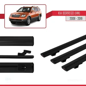 Kia Borrego (HM) 2008-2019 Arası ile uyumlu Basic Model Ara Atkı Tavan Barı SİYAH 3 ADET - Görsel 3