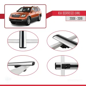 Kia Borrego (HM) 2008-2019 Arası ile uyumlu Basic Model Ara Atkı Tavan Barı GRİ 3 ADET - Görsel 4