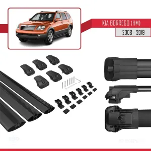 Kia Borrego (HM) 2008-2019 Arası ile uyumlu ACE-1 Ara Atkı Tavan Barı SİYAH 3 ADET BAR thumb 5