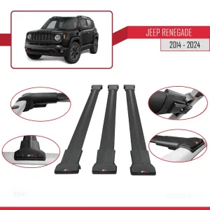 Jeep Renegade 2014 ve Sonrası ile Uyumlu FLY Model Ara Atkı Tavan Barı SİYAH 3 ADET BAR - Görsel 5
