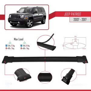 Jeep Patriot 2007-2017 Arası ile Uyumlu FLY Model Ara Atkı Tavan Barı SİYAH 3 ADET BAR - Görsel 4