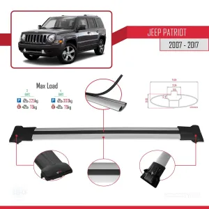 Jeep Patriot 2007-2017 Arası ile Uyumlu FLY Model Ara Atkı Tavan Barı GRİ 3 ADET BAR - Görsel 4