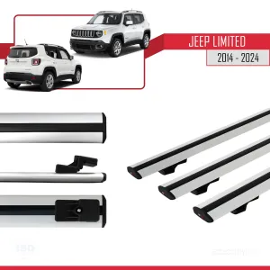 Jeep Limited 2014 ve Sonrası ile uyumlu Basic Model Ara Atkı Tavan Barı GRİ  3 ADET - Görsel 3