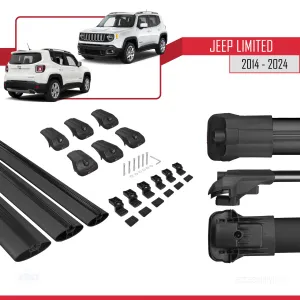 Jeep Limited 2014 ve Sonrası ile uyumlu ACE-1 Ara Atkı Tavan Barı SİYAH 3 ADET BAR thumb 5