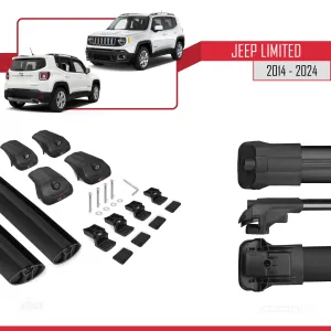 Jeep Limited 2014 ve Sonrası ile uyumlu ACE-1 Ara Atkı Tavan Barı SİYAH - Görsel 5