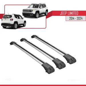 Jeep Limited 2014 ve Sonrası ile uyumlu ACE-1 Ara Atkı Tavan Barı GRİ 3 ADET BAR thumb 3