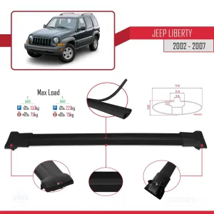Jeep Liberty 2002-2007 Arası ile uyumlu FLY Model Ara Atkı Tavan Barı SİYAH thumb 4