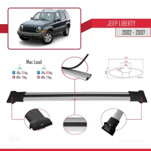 Jeep Liberty 2002-2007 Arası ile Uyumlu FLY Model Ara Atkı Tavan Barı GRİ 3 ADET BAR thumb 4