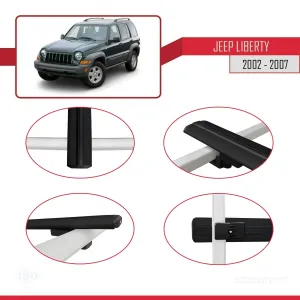 Jeep Cherokee 2002-2007 Arası ile uyumlu Basic Model Ara Atkı Tavan Barı SİYAH 3 ADET - Görsel 4
