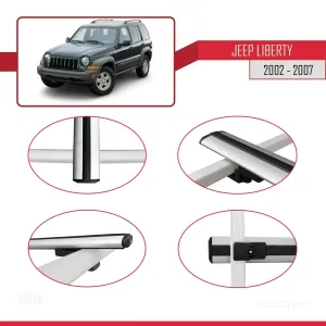 Jeep Cherokee 2002-2007 Arası ile uyumlu Basic Model Ara Atkı Tavan Barı GRİ 3 ADET - Görsel 4