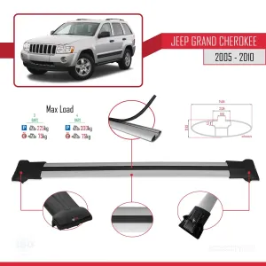 Jeep Grand Cherokee 2005-2010 Arası ile Uyumlu FLY Model Ara Atkı Tavan Barı GRİ 3 ADET BAR thumb 4