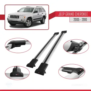 Jeep Grand Cherokee 2005-2010 Arası ile uyumlu FLY Model Ara Atkı Tavan Barı GRİ - Görsel 5
