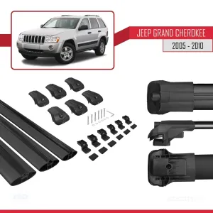 Jeep Grand Cherokee 2005-2010 Arası ile uyumlu ACE-1 Ara Atkı Tavan Barı SİYAH 3 ADET BAR thumb 5
