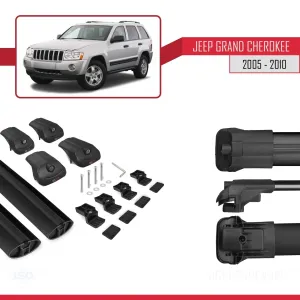 Jeep Grand Cherokee 2005-2010 Arası ile uyumlu ACE-1 Ara Atkı Tavan Barı SİYAH thumb 5