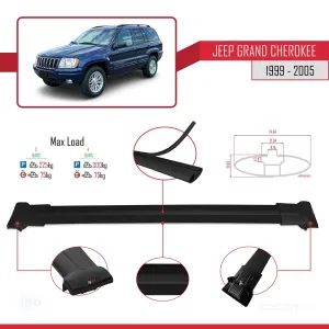 Jeep Grand Cherokee 1999-2005 Arası ile Uyumlu FLY Model Ara Atkı Tavan Barı SİYAH 3 ADET BAR thumb 4