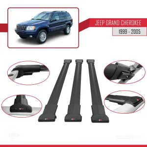 Jeep Grand Cherokee 1999-2005 Arası ile Uyumlu FLY Model Ara Atkı Tavan Barı SİYAH 3 ADET BAR thumb 5