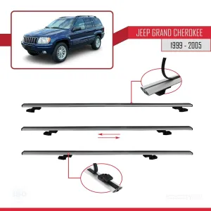 Jeep Grand Cherokee 1999-2005 Arası ile uyumlu Basic Model Ara Atkı Tavan Barı GRİ 3 ADET thumb 5