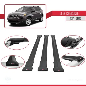 Jeep Cherokee (KL) 2014-2023 Arası ile Uyumlu FLY Model Ara Atkı Tavan Barı SİYAH 3 ADET BAR - Görsel 5