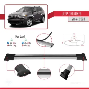 Jeep Cherokee (KL) 2014-2023 Arası ile Uyumlu FLY Model Ara Atkı Tavan Barı GRİ - Görsel 4