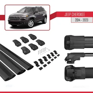 Jeep Cherokee (KL) 2014-2023 Arası ile uyumlu ACE-1 Ara Atkı Tavan Barı SİYAH 3 ADET BAR thumb 5