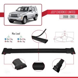 Jeep Cherokee (KK) 2008-2013 Arası ile Uyumlu FLY Model Ara Atkı Tavan Barı SİYAH 3 ADET BAR thumb 4