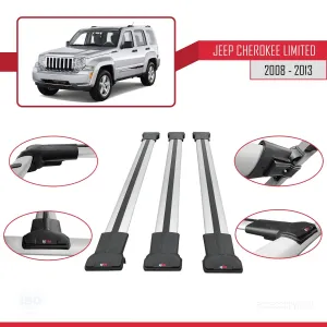 Jeep Cherokee (KK) 2008-2013 Arası ile Uyumlu FLY Model Ara Atkı Tavan Barı GRİ 3 ADET BAR thumb 5