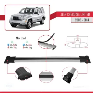 Jeep Cherokee (KK) 2008-2013 Arası ile uyumlu FLY Model Ara Atkı Tavan Barı GRİ thumb 4