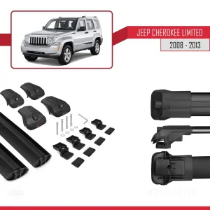 Jeep Cherokee (KK) 2008-2013 Arası ile uyumlu ACE-1 Ara Atkı Tavan Barı SİYAH thumb 5