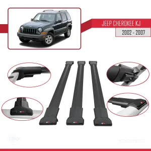Jeep Cherokee (KJ) 2002-2007 Arası ile Uyumlu FLY Model Ara Atkı Tavan Barı SİYAH 3 ADET BAR - Görsel 5