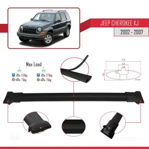 Jeep Cherokee (KJ) 2002-2007 Arası ile uyumlu FLY Model Ara Atkı Tavan Barı SİYAH - Görsel 4