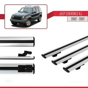 Jeep Cherokee (KJ) 2002-2007 Arası ile uyumlu Basic Model Ara Atkı Tavan Barı GRİ 3 ADET - Görsel 3