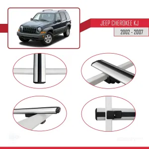 Jeep Cherokee (KJ) 2002-2007 Arası ile uyumlu Basic Model Ara Atkı Tavan Barı GRİ 3 ADET - Görsel 4