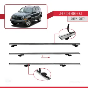 Jeep Cherokee (KJ) 2002-2007 Arası ile uyumlu Basic Model Ara Atkı Tavan Barı GRİ 3 ADET - Görsel 5