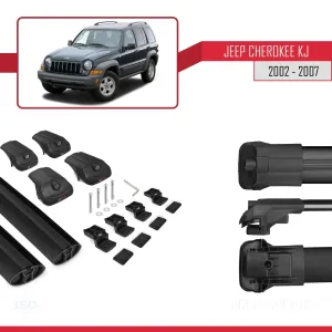Jeep Cherokee (KJ) 2002-2007 Arası ile uyumlu ACE-1 Ara Atkı Tavan Barı SİYAH - Görsel 5