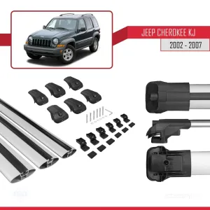 Jeep Cherokee (KJ) 2002-2007 Arası ile uyumlu ACE-1 Ara Atkı Tavan Barı GRİ 3 ADET BAR thumb 5