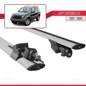 Jeep Cherokee (KJ) 2001-2008 Arası ile uyumlu HOOK Model Anahtar Kilitli Ara Atkı Tavan Barı GRİ thumb 5