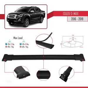 Isuzu D-Max 2016-2019 Arası ile Uyumlu FLY Model Ara Atkı Tavan Barı SİYAH 3 ADET BAR - Görsel 4