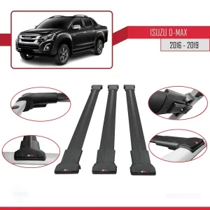 Isuzu D-Max 2016-2019 Arası ile Uyumlu FLY Model Ara Atkı Tavan Barı SİYAH 3 ADET BAR - Görsel 5