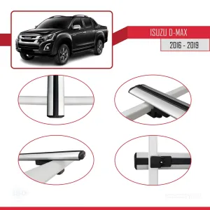 Isuzu D-Max 2016-2019 Arası ile uyumlu Basic Model Ara Atkı Tavan Barı GRİ 3 ADET thumb 4