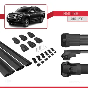 Isuzu D-Max 2016-2019 Arası ile uyumlu ACE-1 Ara Atkı Tavan Barı SİYAH 3 ADET BAR thumb 5