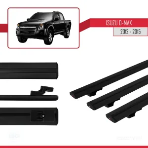Isuzu D-Max 2012-2015 ile uyumlu Basic Model Ara Atkı Tavan Barı SİYAH 3 ADET thumb 3