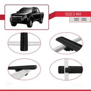 Isuzu D-Max 2012-2015 ile uyumlu Basic Model Ara Atkı Tavan Barı SİYAH 3 ADET thumb 4