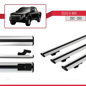 Isuzu D-Max 2012-2015 ile uyumlu Basic Model Ara Atkı Tavan Barı GRİ 3 ADET - Görsel 3