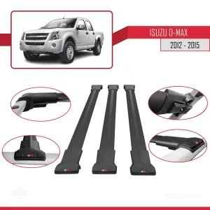 Isuzu D-Max 2012-2015 Arası ile uyumlu FLY Model Ara Atkı Tavan Barı SİYAH 3 ADET BAR thumb 5
