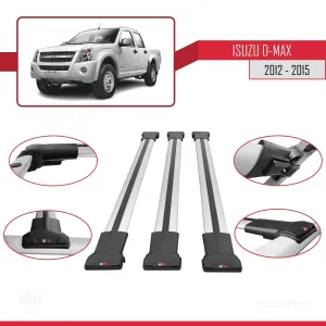 Isuzu D-Max 2012-2015 Arası ile uyumlu FLY Model Ara Atkı Tavan Barı GRİ 3 ADET BAR - Görsel 5