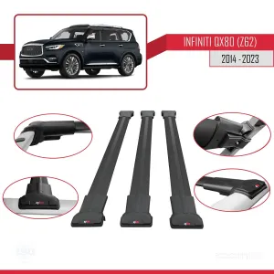 Infiniti QX80 Z62 2014-2023 Arası ile uyumlu FLY Model Ara Atkı Tavan Barı SİYAH 3 ADET BAR thumb 5