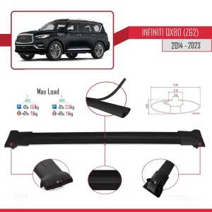 Infiniti QX80 Z62 2014-2023 Arası ile Uyumlu FLY Model Ara Atkı Tavan Barı SİYAH thumb 4