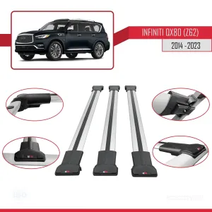 Infiniti QX80 Z62 2014-2023 Arası ile uyumlu FLY Model Ara Atkı Tavan Barı GRİ 3 ADET BAR thumb 5