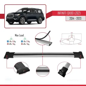 Infiniti QX80 Z62 2014-2023 Arası ile Uyumlu FLY Model Ara Atkı Tavan Barı GRİ thumb 4